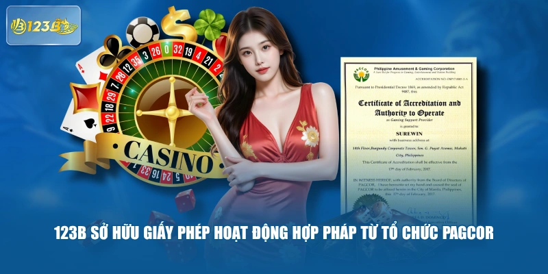 123B sở hữu giấy phép hoạt động hợp pháp từ tổ chức PAGCOR