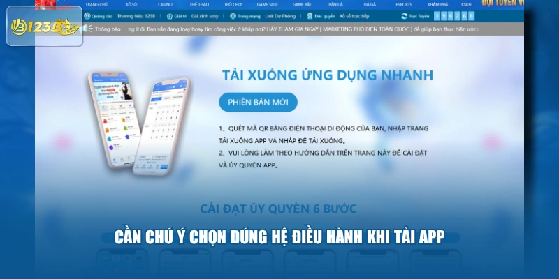 Cần chú ý chọn đúng hệ điều hành khi tải app